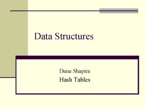 Data Structures Dana Shapira Hash Tables Element Uniqueness