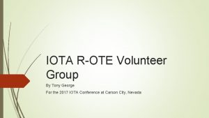 IOTA ROTE Volunteer Group By Tony George For