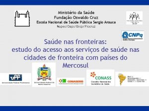 Ministrio da Sade Fundao Oswaldo Cruz Escola Nacional