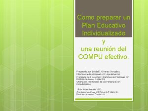 Como preparar un Plan Educativo Individualizado y una