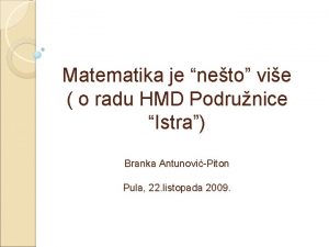 Matematika je neto vie o radu HMD Podrunice