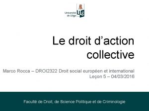 Le droit daction collective Marco Rocca DROI 2322