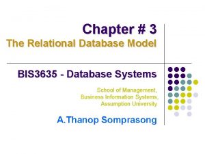 Chapter 3 The Relational Database Model BIS 3635