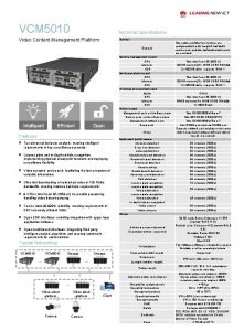 VCM 5010 Technical Specifications Video Content Management Platform