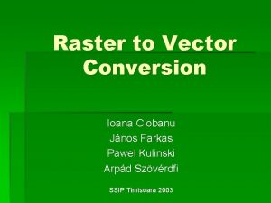 Raster to Vector Conversion Ioana Ciobanu Jnos Farkas