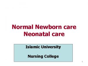 Normal Newborn care Neonatal care Islamic University Nursing