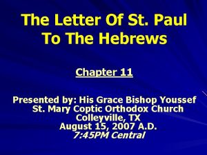 The Letter Of St Paul To The Hebrews