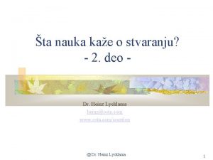 ta nauka kae o stvaranju 2 deo Dr