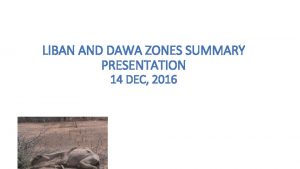 LIBAN AND DAWA ZONES SUMMARY PRESENTATION 14 DEC