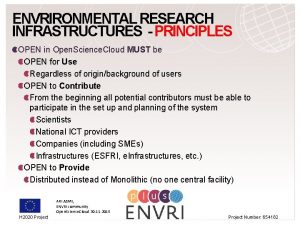 ENVRIRONMENTAL RESEARCH INFRASTRUCTURES PRINCIPLES OPEN in Open Science
