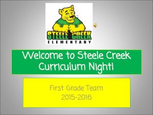 Welcome to Steele Creek Curriculum Night First Grade