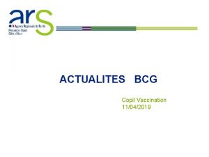 ACTUALITES BCG Copil Vaccination 11042019 Date direction ou