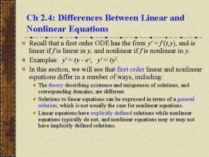 Ch 2 4 Differences Between Linear and Nonlinear