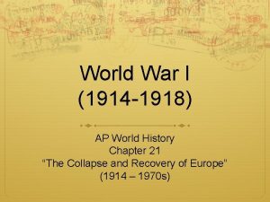 World War I 1914 1918 AP World History