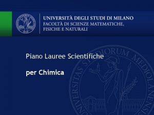 Piano Lauree Scientifiche per Chimica Area Chimica www