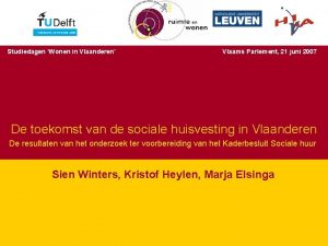 De toekomst van de sociale huisvesting in Vlaanderen