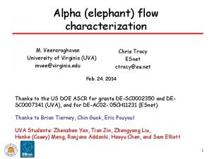 Alpha elephant flow characterization M Veeraraghavan University of