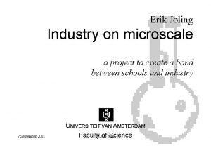 Erik Joling Industry on microscale a project to