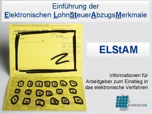 Einfhrung der Elektronischen Lohn Steuer Abzugs Merkmale ELSt