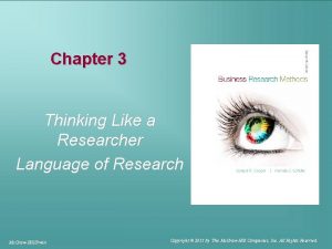 Chapter 3 Thinking Like a Researcher Language of