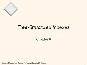 TreeStructured Indexes Chapter 9 Database Management Systems R