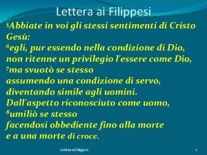 Lettera ai Filippesi 5 Abbiate in voi gli