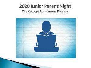 2020 Junior Parent Night The College Admissions Process