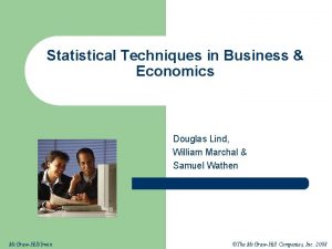 Statistical Techniques in Business Economics Douglas Lind William