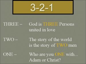 3 2 1 THREE God is THREE Persons