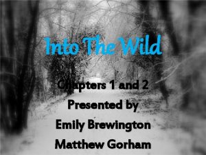 Into The Wild Chapters 1 and 2 Presented