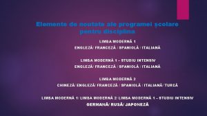 Elemente de noutate ale programei colare pentru disciplina