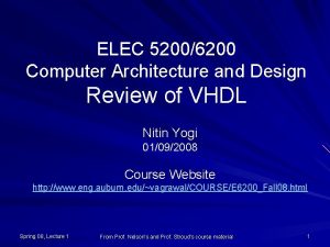 ELEC 52006200 Computer Architecture and Design Review of