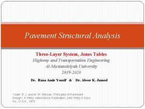 Pavement Structural Analysis ThreeLayer System Jones Tables Highway