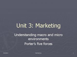 Unit 3 Marketing Understanding macro and micro environments