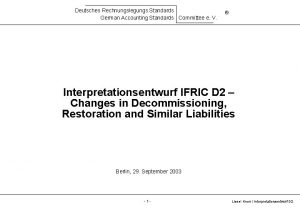 Deutsches Rechnungslegungs Standards German Accounting Standards Committee e