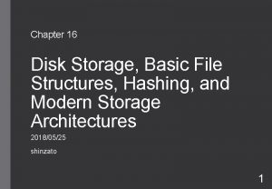 Chapter 16 Disk Storage Basic File Structures Hashing