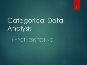 1 Categorical Data Analysis HYPOTHESIS TESTING Data Types