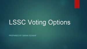 LSSC Voting Options PREPARED BY SARAH SCHAAF Introduction