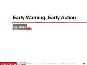 Early Warning Early Action Climate Training Kit Module