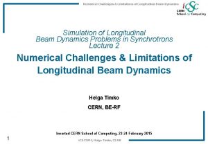 Numerical Challenges Limitations of Longitudinal Beam Dynamics Simulation