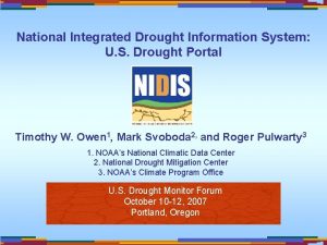 National Integrated Drought Information System U S Drought