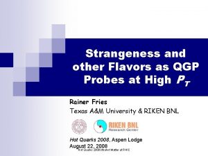 Strangeness and other Flavors as QGP Probes at