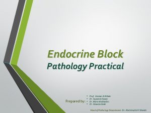 Endocrine Block Pathology Practical Prepared by Prof Ammar
