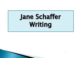 Jane Schaffer Writing 1 The Prompt Before writing