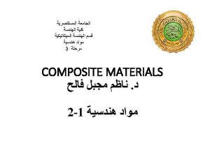 MECH 473 LECTURE 15 COMPOSITES DISPERSION STRENGTHENED MMCS