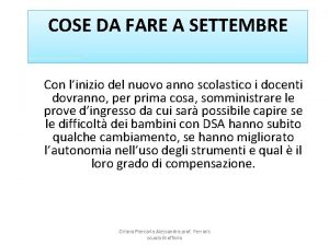 COSE DA FARE A SETTEMBRE Con linizio del