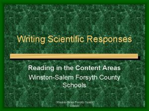 Writing Scientific Responses Reading in the Content Areas