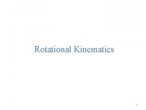 Rotational Kinematics 2 The analogies between translational and