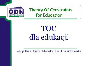 Theory Of Constraints for Education TOC dla edukacji