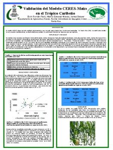 Validacin del Modelo CERESMaize en el Trpico Caribeo